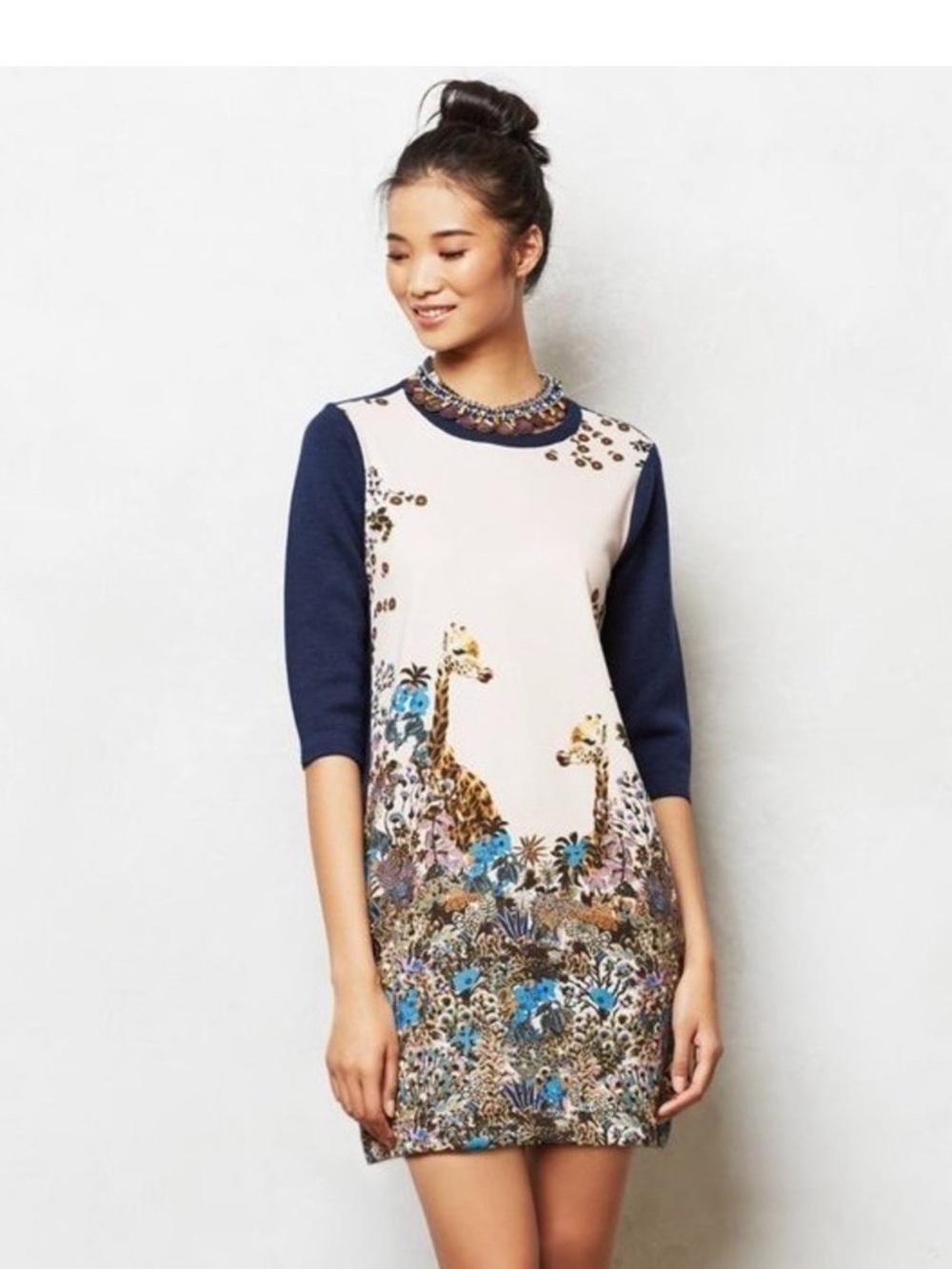 NWT Paul & Joe Sister Giraffe Canopy Sweater Shift Dress Marine size M